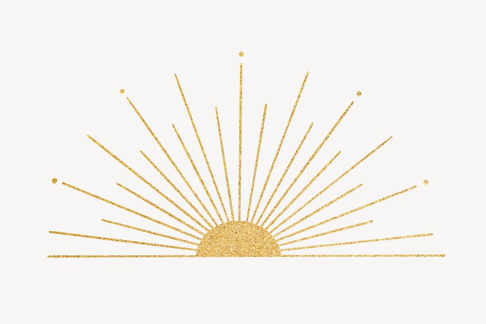 Bright golden sun on white background