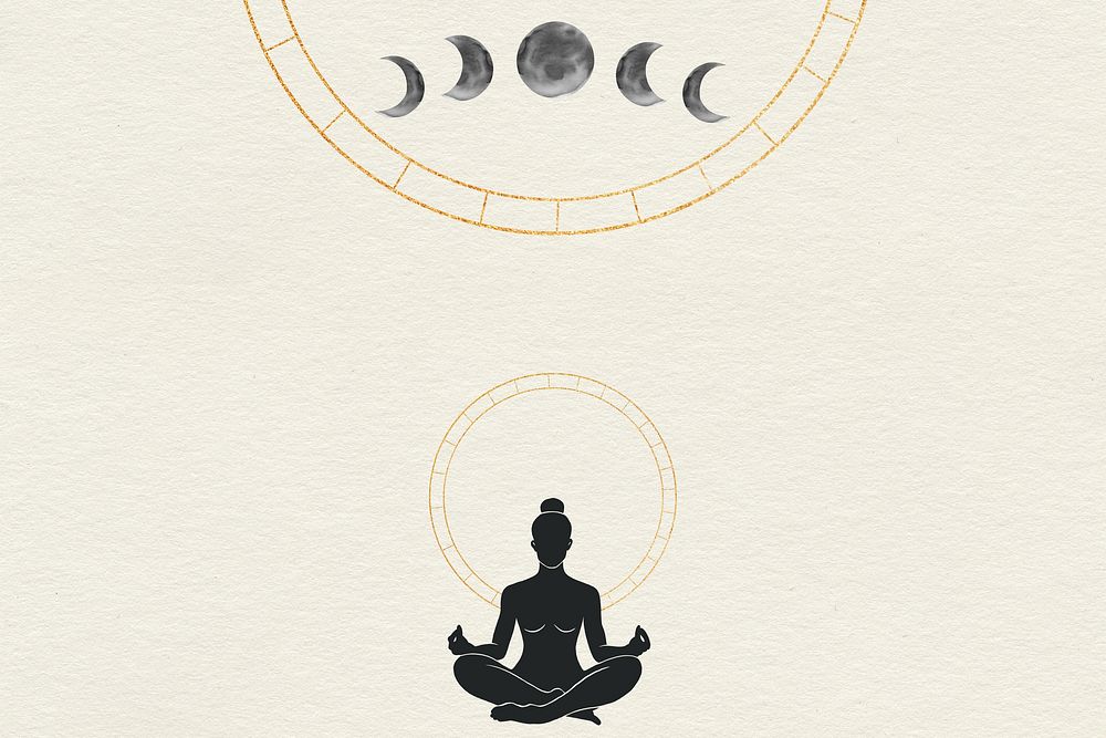 Meditation silhouette, spiritual white background