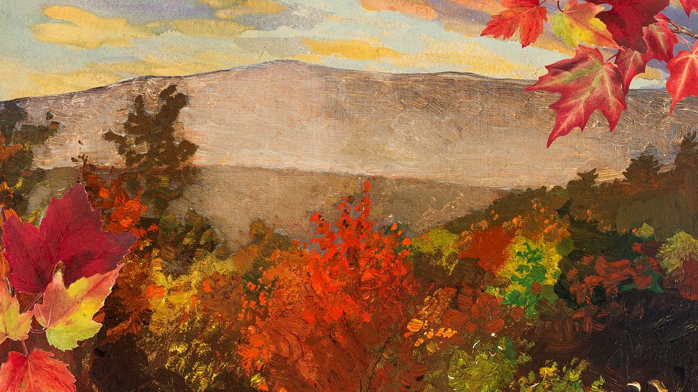 Watercolor Fall forest desktop wallpaper. Remixed by rawpixel.