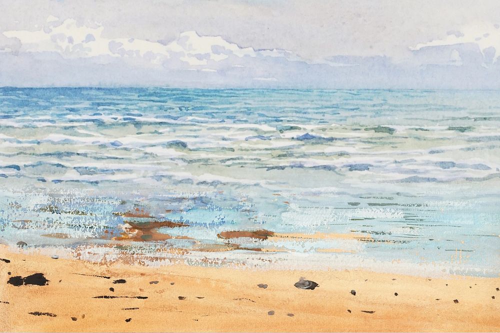 Watercolor beach background. Remixed by rawpixel.