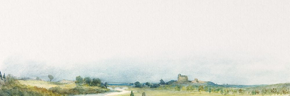 Landscape watercolor art blog banner. Remixed by rawpixel.