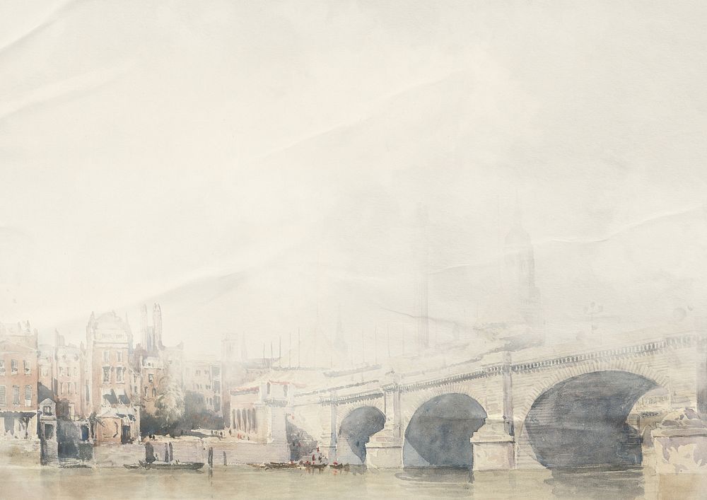 Bridge in Venice watercolor beige background. Remixed by rawpixel.