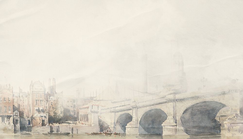 Watercolor Venice bridge beige background. Remixed by rawpixel.