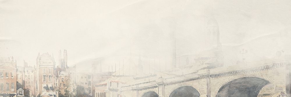 Watercolor Venice bridge beige blog banner. Remixed by rawpixel.
