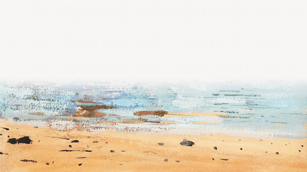 Watercolor beach collage element. Remixed by rawpixel.