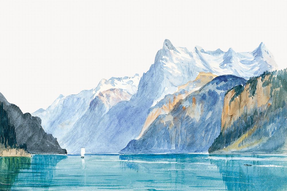 Watercolor mountain range collage element. Remixed by rawpixel.
