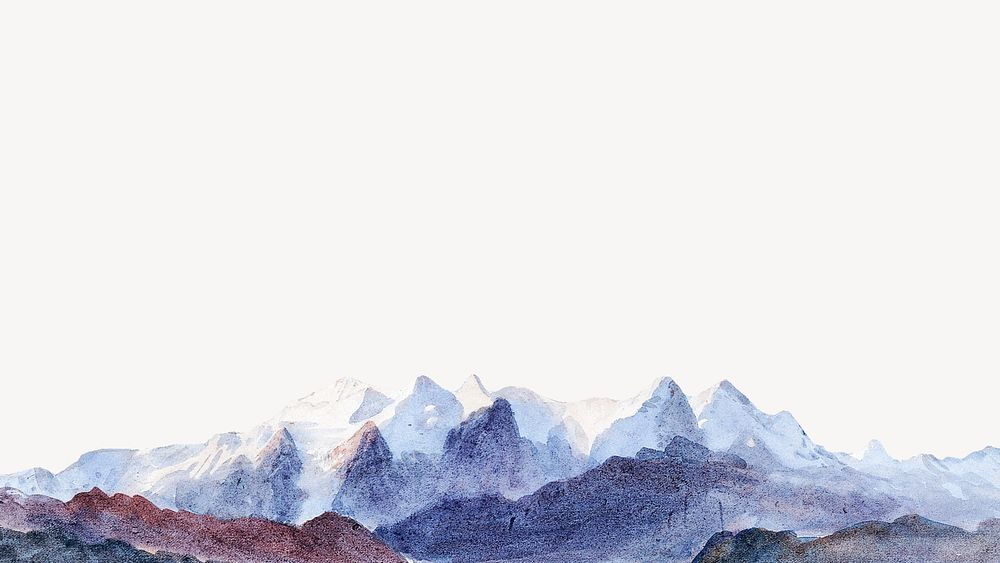 Watercolor mountain range border collage element psd. Remixed by rawpixel.