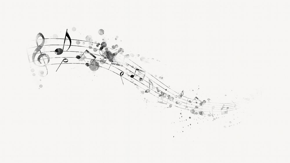 Watercolor floating music notes collage element. Remixed by rawpixel.