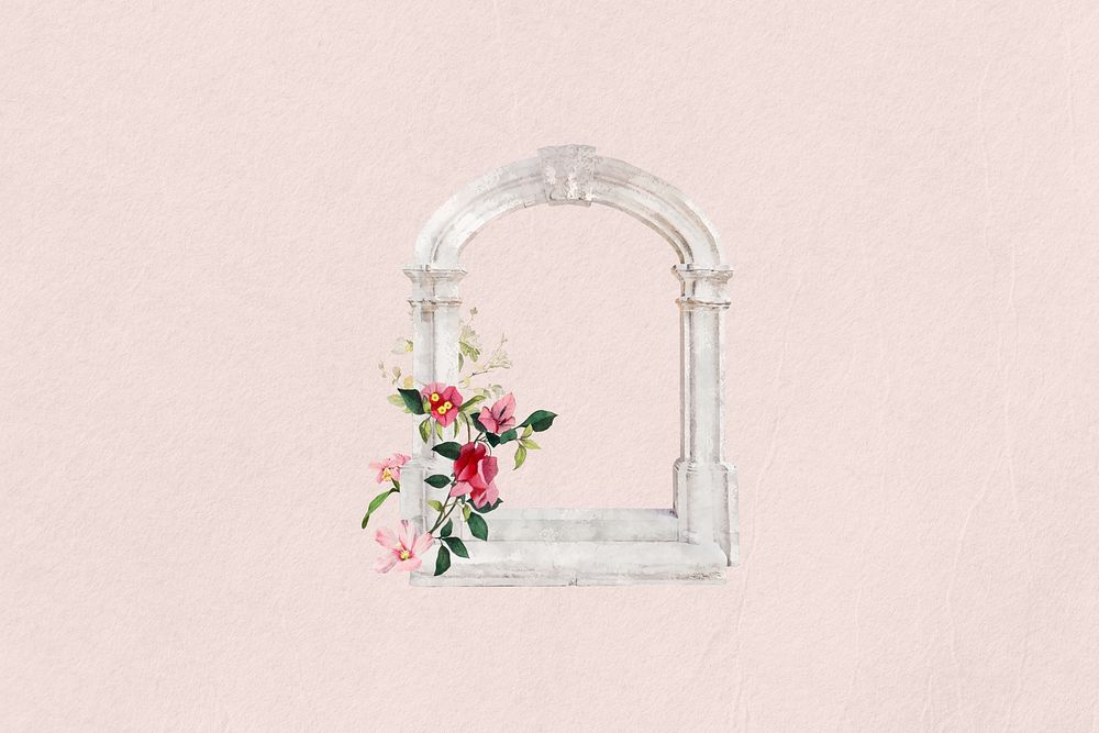 Watercolor arch window collage element. Remixed by rawpixel.