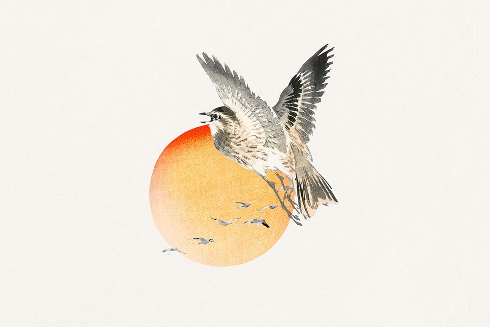 Watercolor flying birds collage element. Remixed by rawpixel.