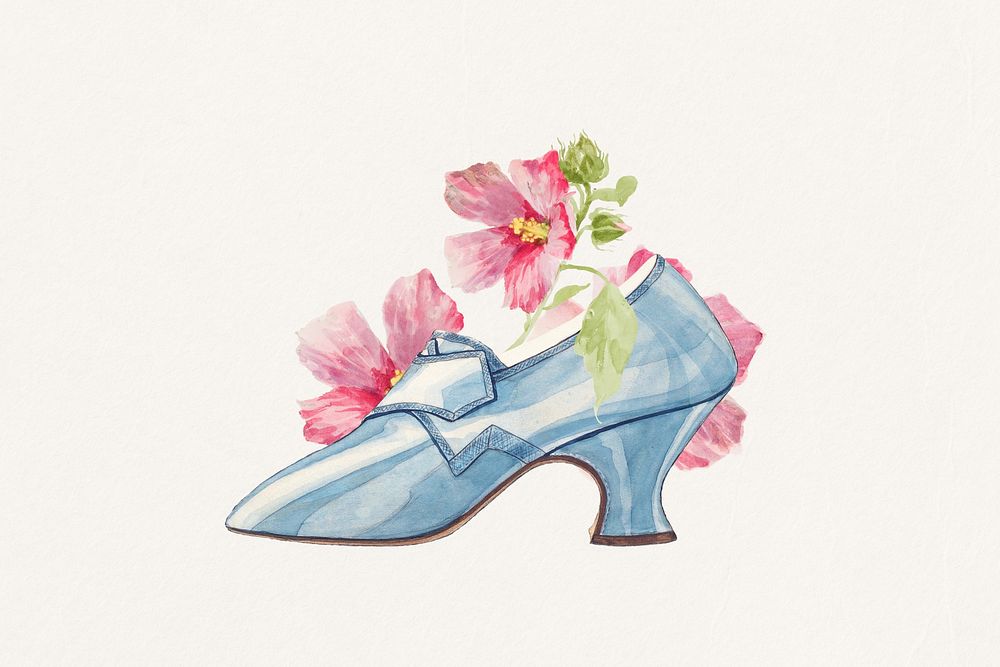Watercolor vintage shoe collage element. Remixed by rawpixel.