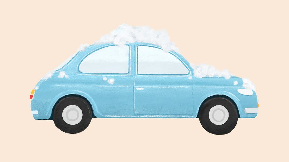 Blue car wash vehicle design element psd