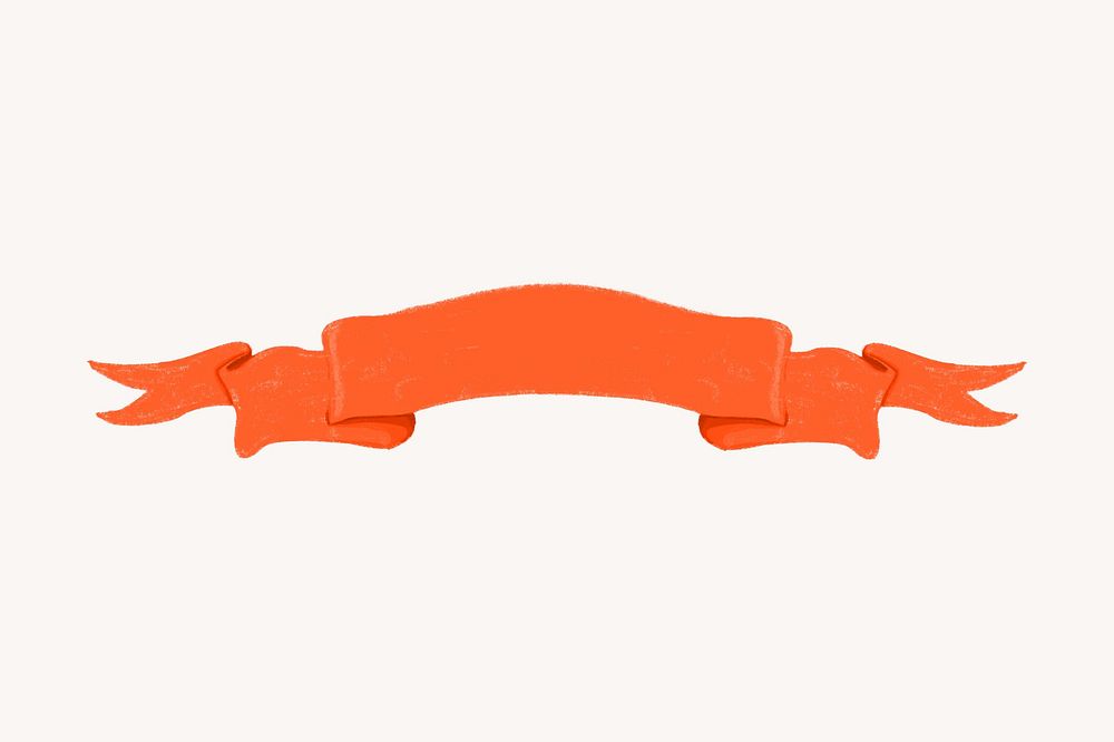 Orange ribbon banner, aesthetic illustration