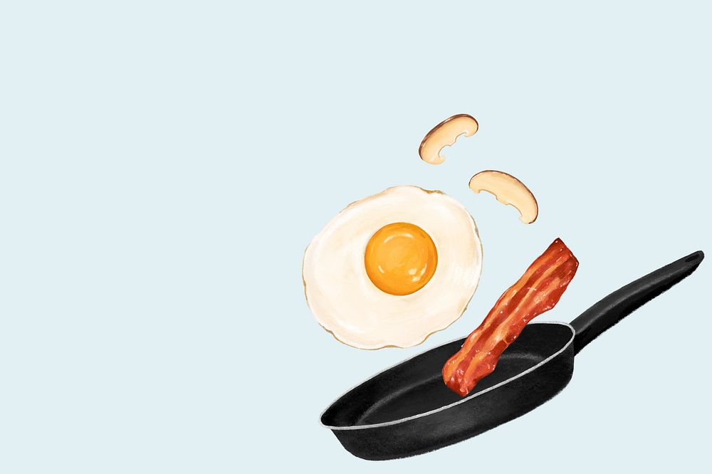 Blue breakfast cooking aesthetic illustration background