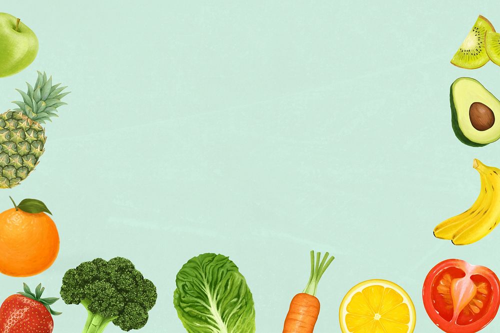 Green fruit border aesthetic illustration background