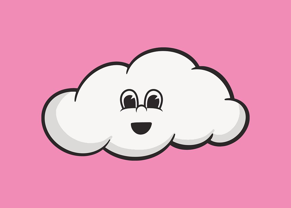 Cloud character, colorful retro illustration