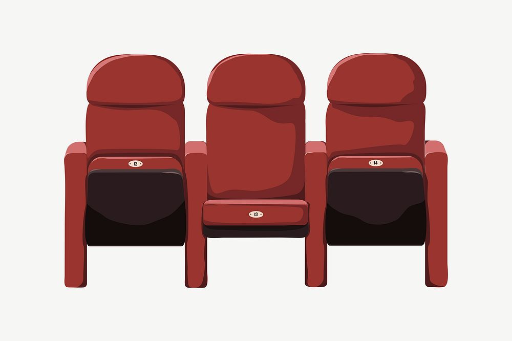 Red cinema seats, entertainment illustration psd