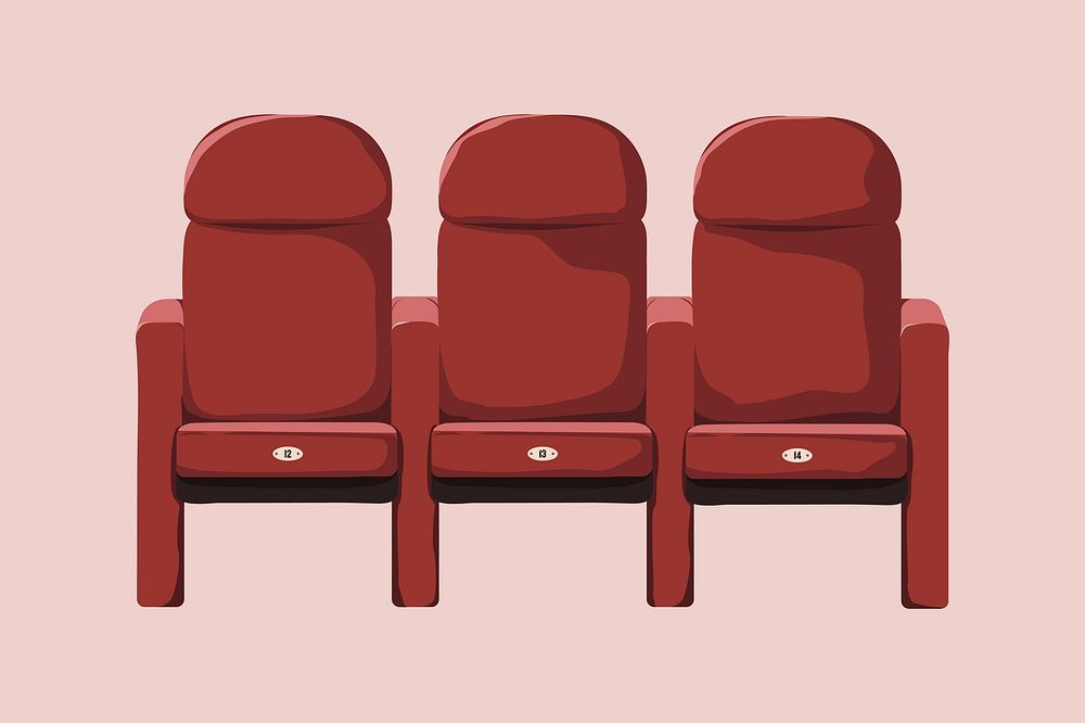 Red cinema seats, entertainment illustration vector