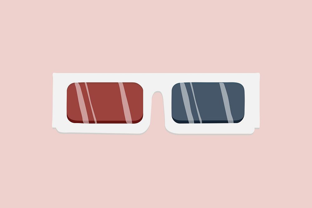 White 3d movie glasses, entertainment illustration vector