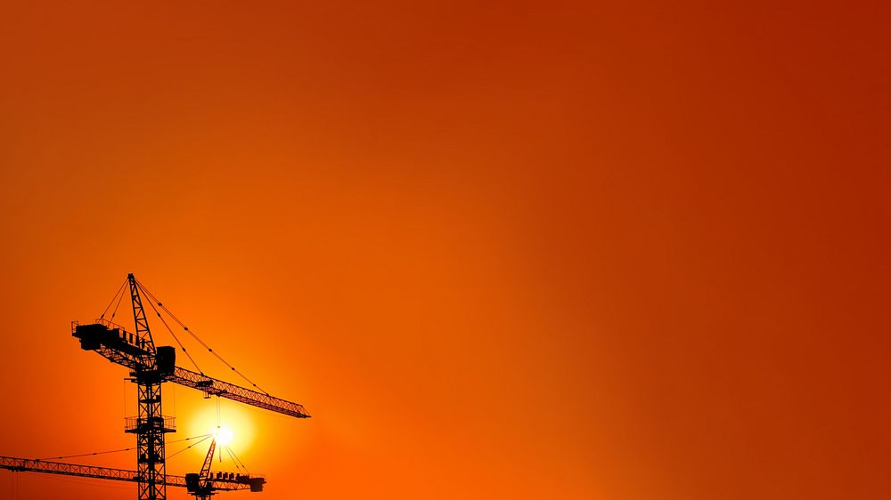 Construction crane, orange desktop wallpaper