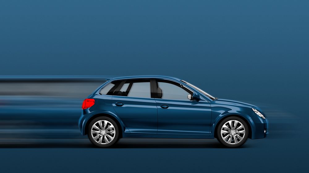 Blue hatchback car desktop wallpaper