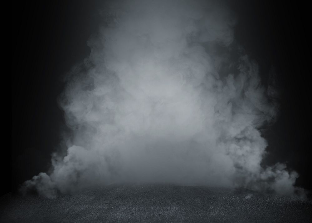 White smoke, black background