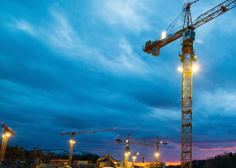 Construction tower, blue background