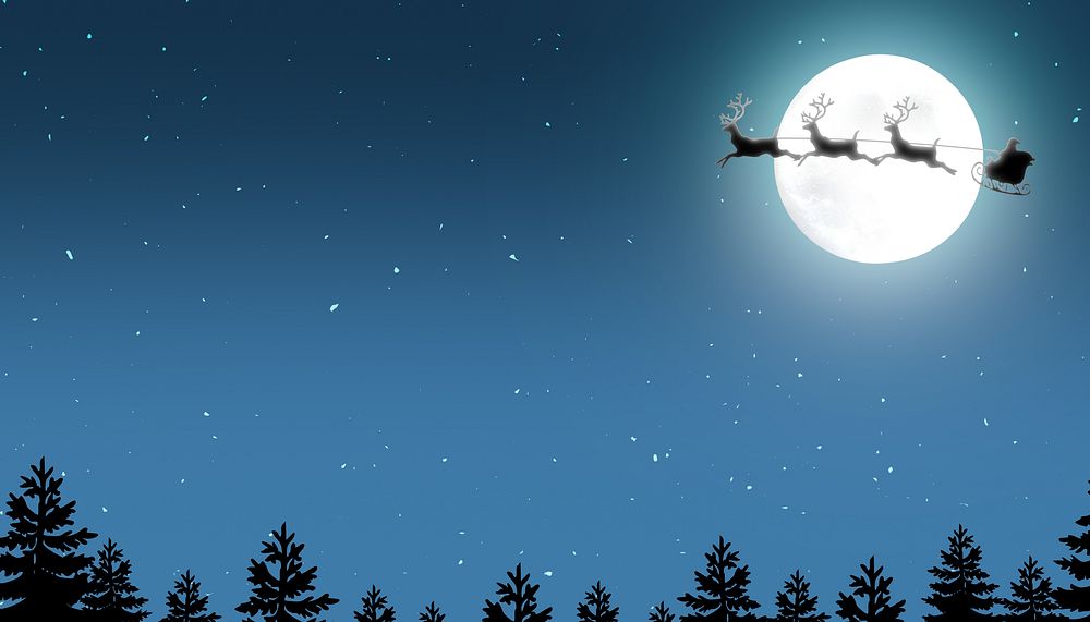 Santa sleigh border background, Christmas night sky