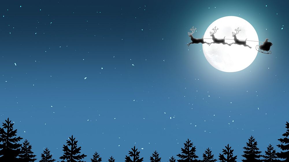 Santa sleigh border HD wallpaper, Christmas night sky