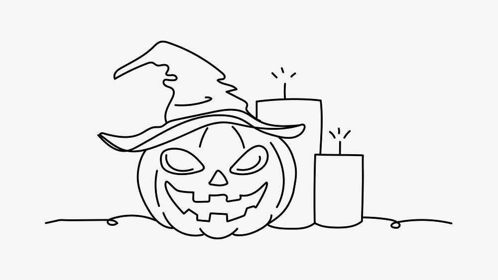 Halloween pumpkin decoration line art illustration vector
