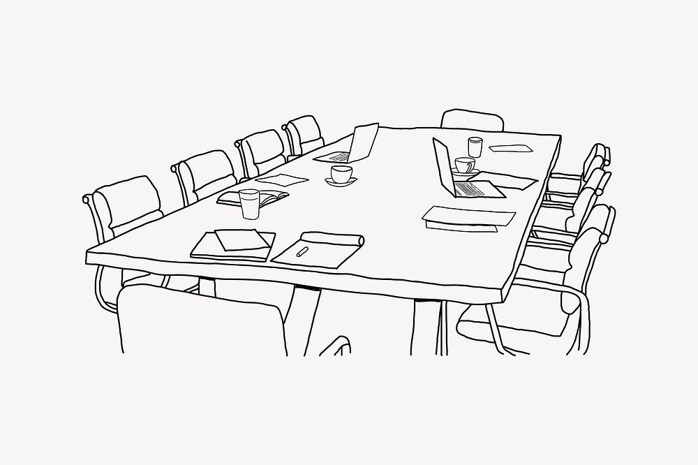 Meeting room, business line art illustration vector
