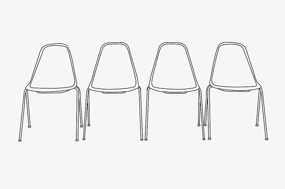 Lined chairs, furniture line art illustration vector