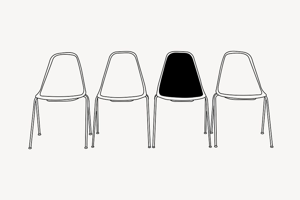 Lined chairs, furniture line art illustration vector