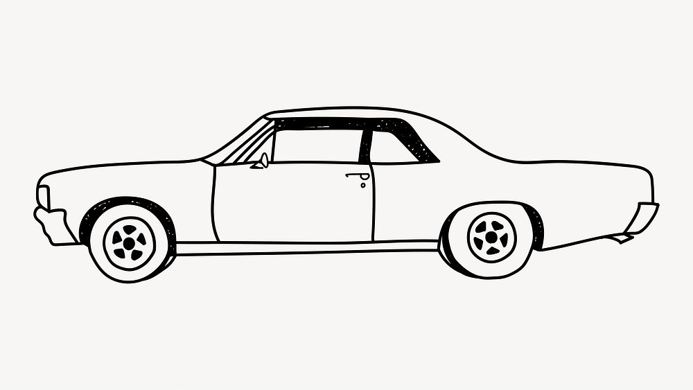 Classic car vehicle line art illustration vector