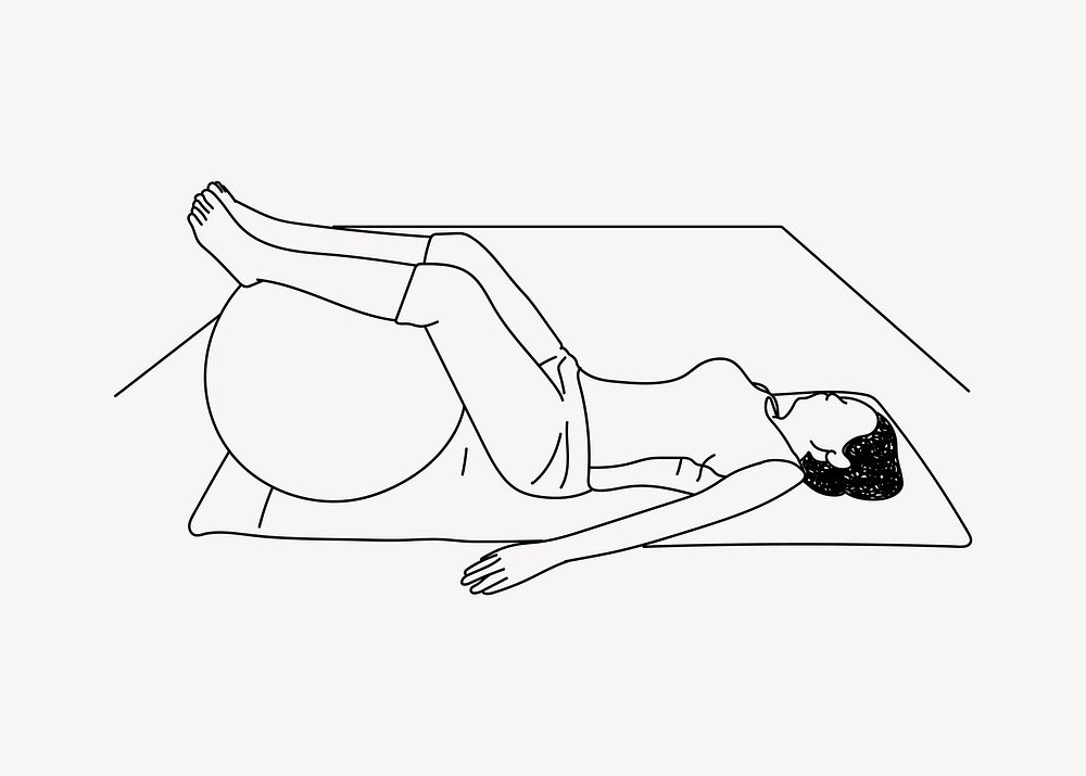 Pilates woman, wellness line art illustration vector