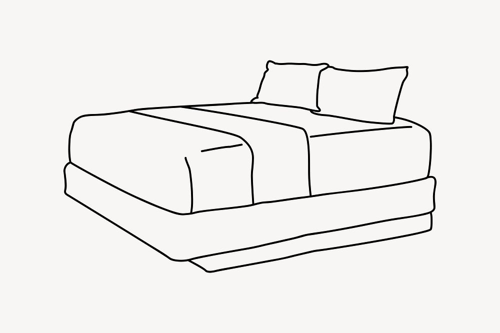 Bed furniture line art illustration vector