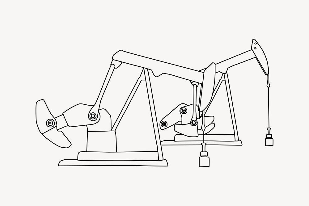 Horsehead pump, industry line art illustration vector