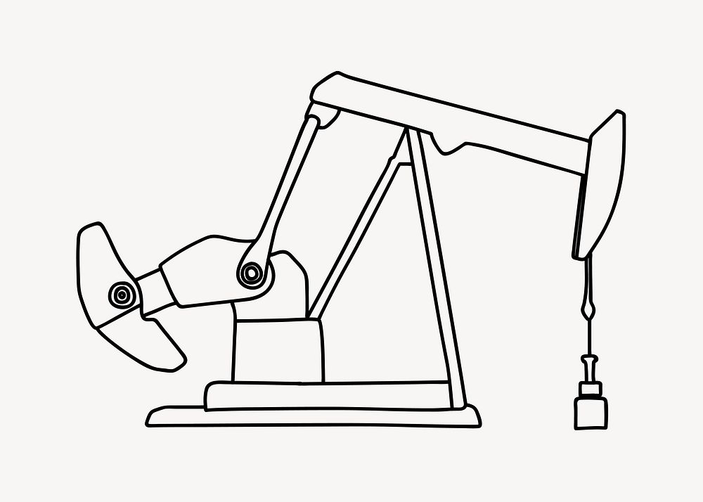 Horsehead pump, industry line art illustration vector