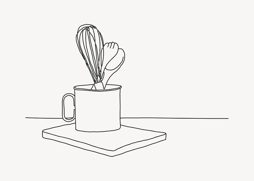 Baking tool whisk line art illustration vector