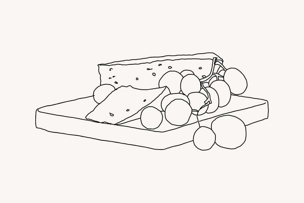 Cheese board, food line art illustration vector