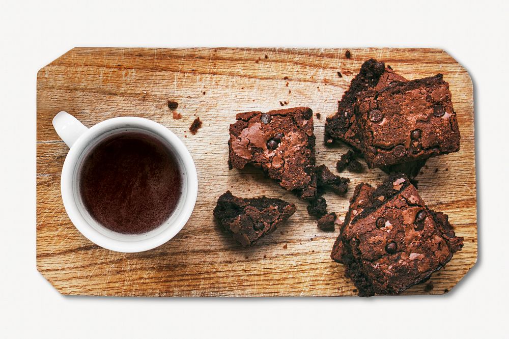 Brownie & coffee isolated image on white