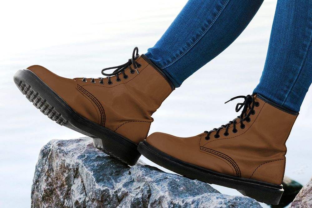 Women's ankled boots mockup, casual fashion psd
