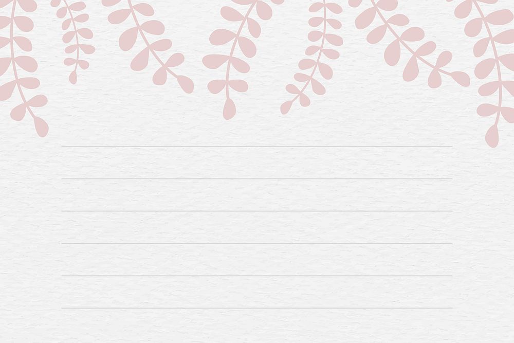 Pink leafy patterned note background vector