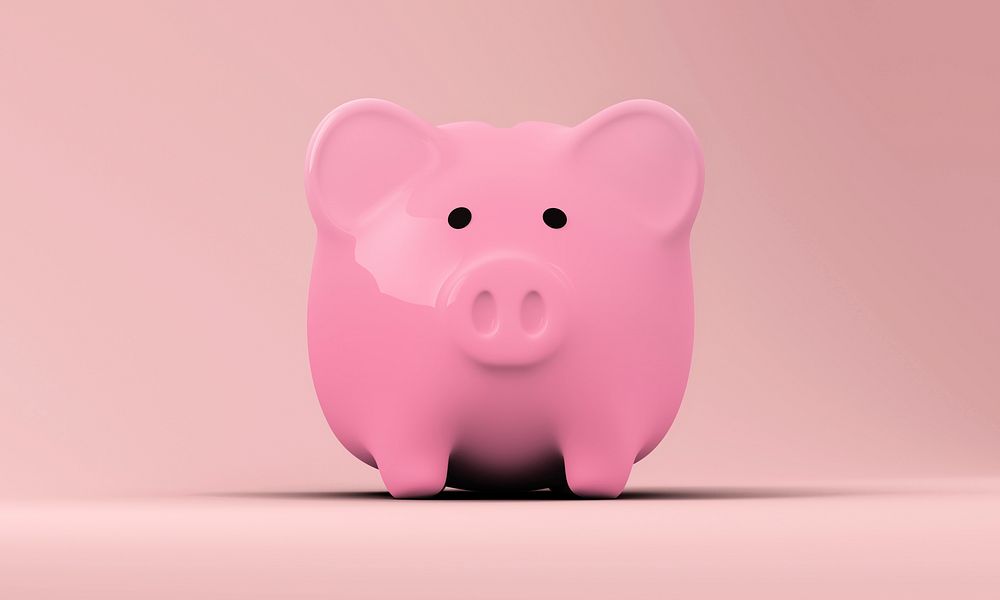 Pink piggy bank mockup psd