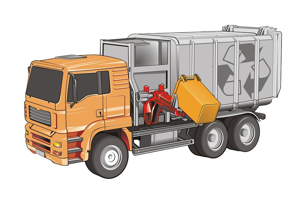 Automated recycling truck drawing.