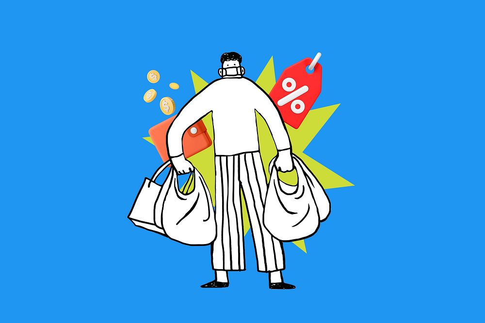 Doodle discount sales shopping, blue design