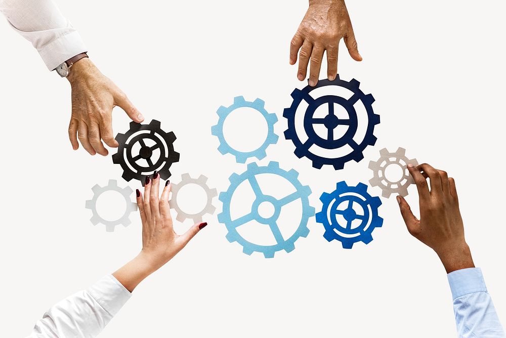 Business teamwork cogwheel isolated image
