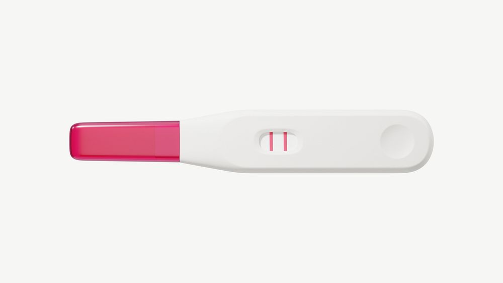 3D positive pregnancy test, collage element psd