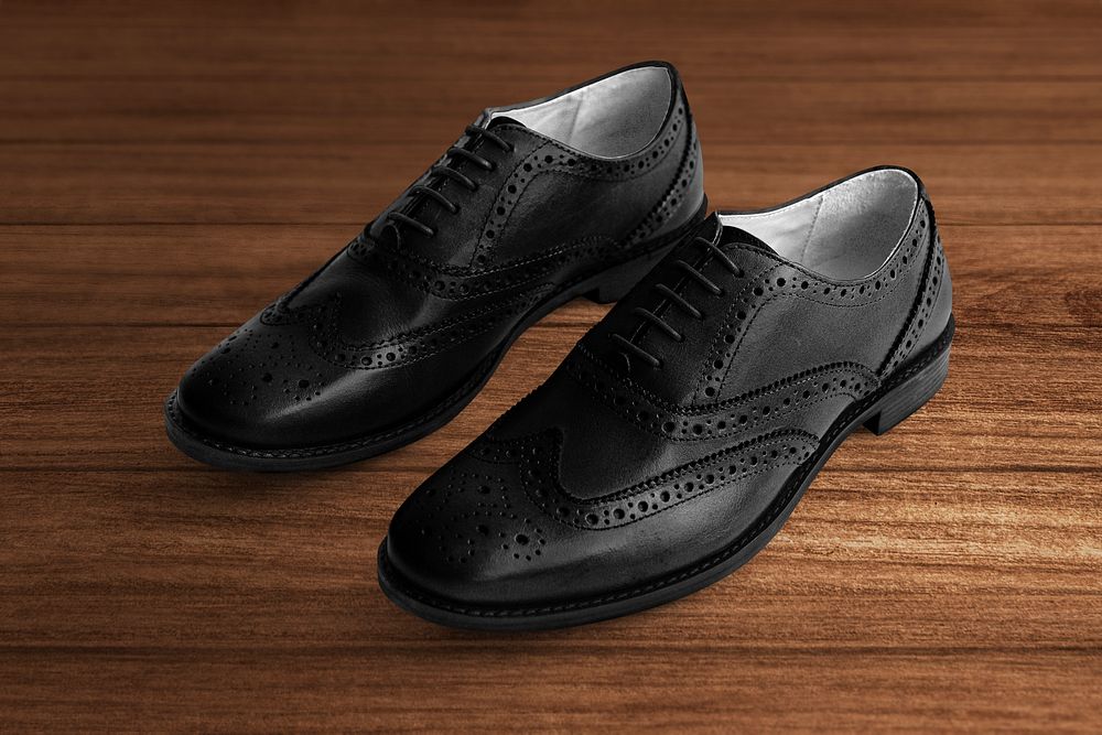 Men's leather derby mockup, formal shoes psd