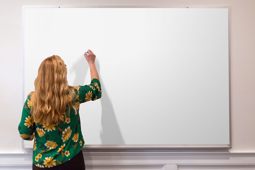 Classroom white board with blank space